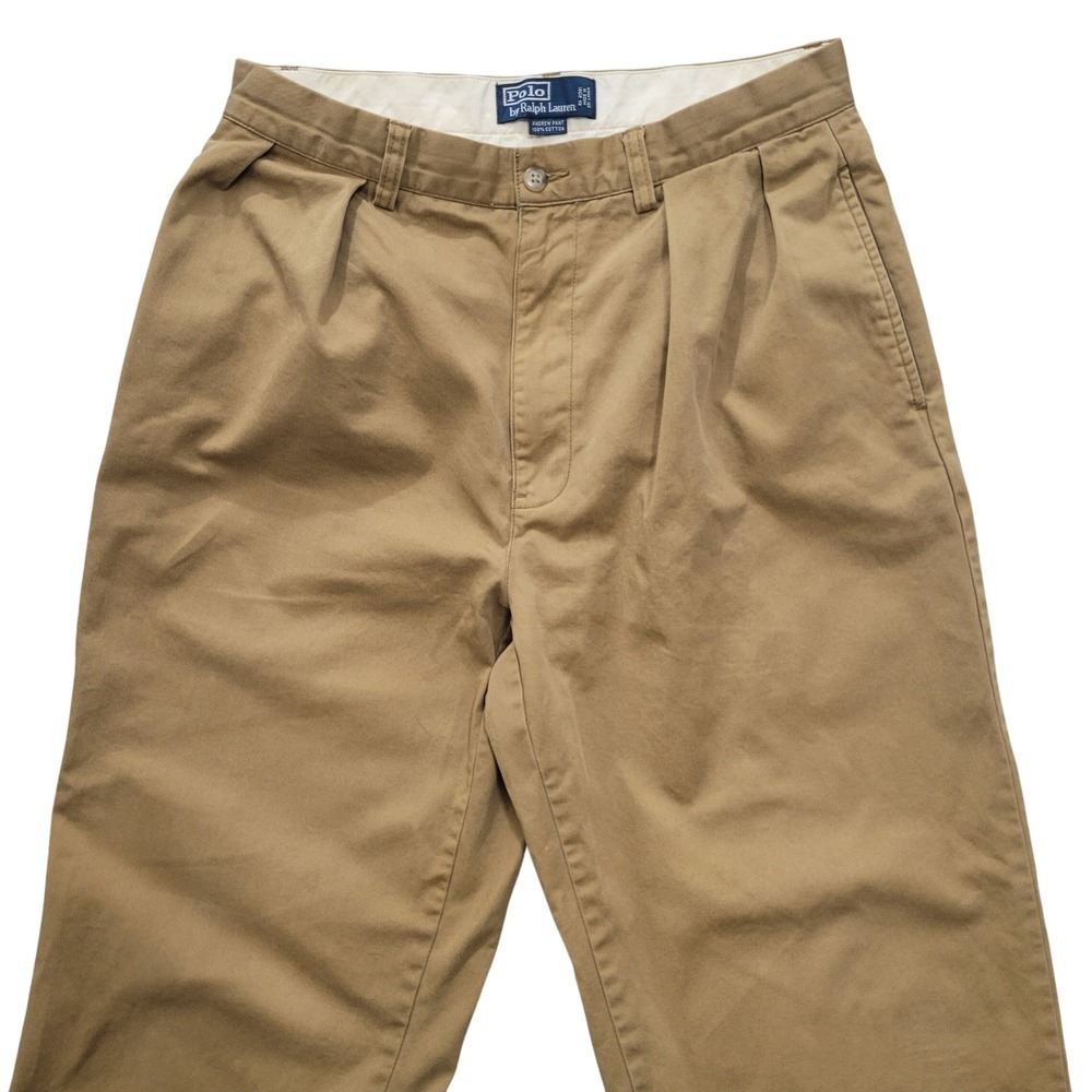 Polo Ralph Lauren FLAW Andrew Pant Mens Khaki Tan Double Pleated Chino Trousers - Picture 2 of 9